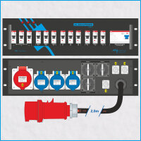 AL-RACKPOWER MkII 32A/400V, 3HE, 1x RCD