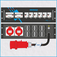 AL-RACKPOWER MkII 32A/400V, 3HE, 8x RCBO