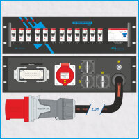 AL-RACKPOWER MkII 63A/400V, 3HE, 1x RCD