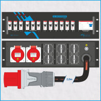 AL-RACKPOWER MkII 63A/400V, 3HE, 1x RCD