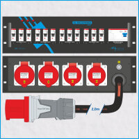 AL-RACKPOWER MkII 63A/400V, 3HE, 1x RCD