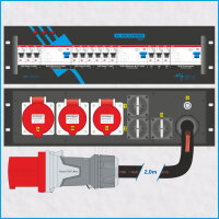 AL-RACKPOWER MkII 63A/400V, 3HE, 3x RCD