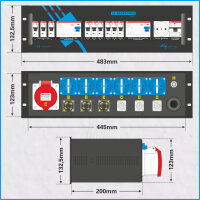 AL-RACKPOWER MkII 125A/400V, 3HE, 4x RCBO