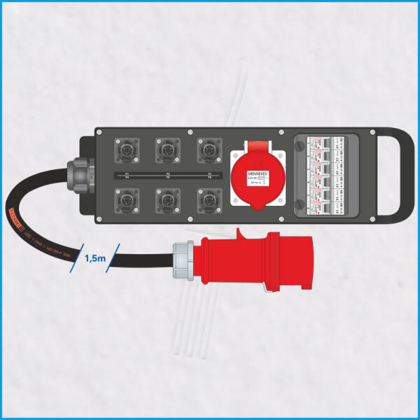 AL-MEDIUM-S MkII 32A/400V, 6x RCBO