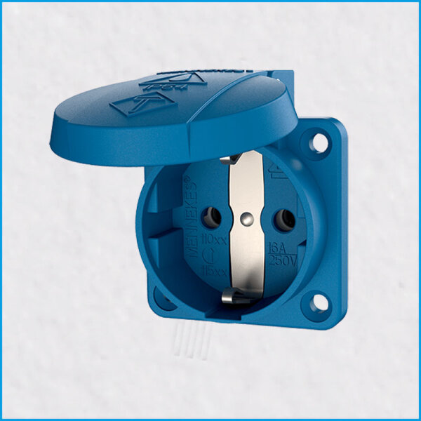 Schuko-Anbausteckdose, IP54, Schraubkontakte, blau, MENNEKES