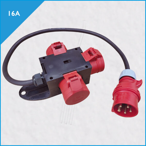 Kompaktverteiler CEE 16A/400V, 3x CEE 16A/400V, mit Netzkabel