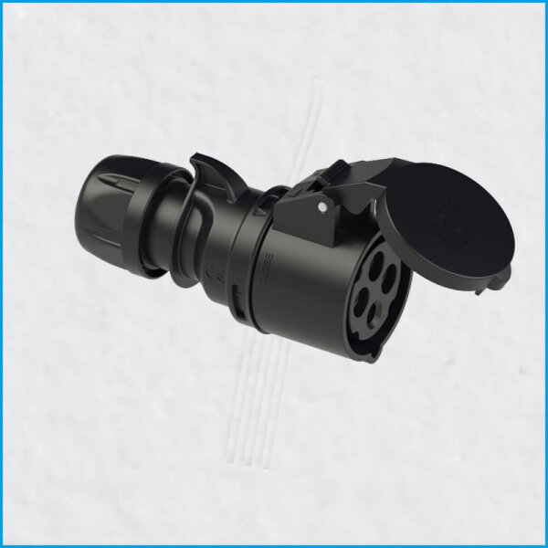 CEE-Kupplung 16A/400V 4-polig, SHARK, schwarz, IP44, PCE