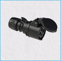 CEE-Kupplung 16A/400V 4-polig, SHARK, schwarz, IP44, PCE