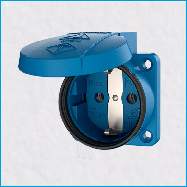 Schuko-Anbausteckdose, IP54 (DIN/VDE 0620-1), Schraubk., blau, MENNEKES
