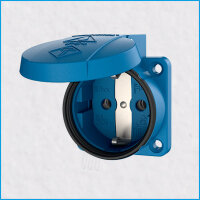 Schuko-Anbausteckdose, IP54 (DIN/VDE 0620-1), Schraubk., blau, MENNEKES