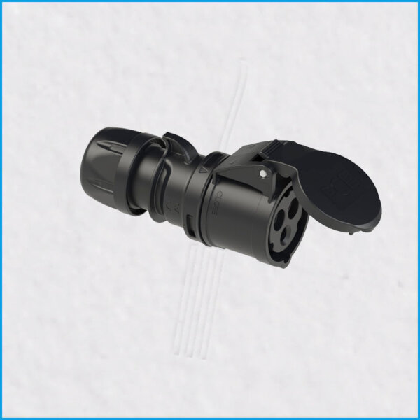 CEE-Kupplung 16A/230V, SHARK, schwarz, IP44, PCE