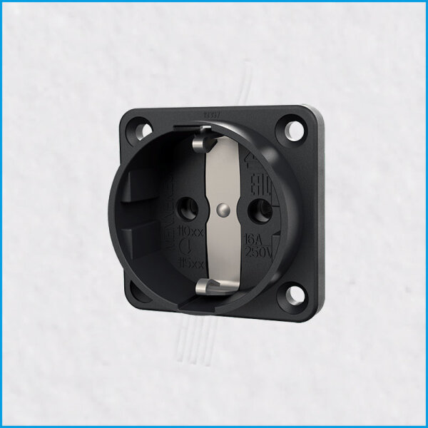 Schuko-Anbausteckdose, IP20, Schraubkontakte, schwarz, MENNEKES