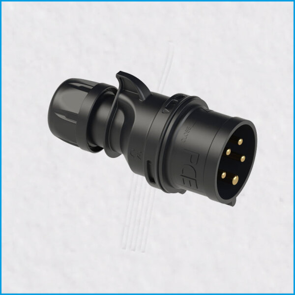 CEE-Stecker 16A/400V, SHARK, schwarz, IP44, PCE
