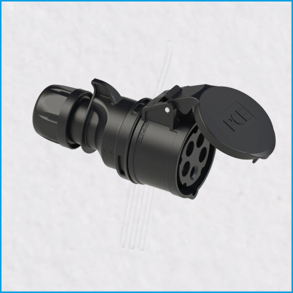 CEE-Kupplung 16A, SHARK, schwarz, IP44, PCE