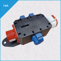 Kompaktverteiler CEE 16A/400V IN/OUT, 3x Schuko