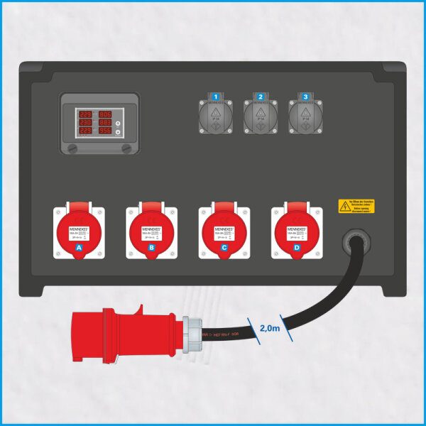AL-MEDIUM-PE 32A/400V, 7x RCBO, Multimeter