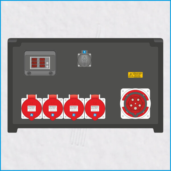 AL-MEDIUM-PE 63A/400V, 4x RCD, Multimeter