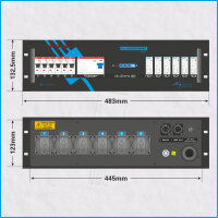 AL-RACKPOWER MkII DMX 32A/400V, 3HE, 6-ch., 6x RCBO