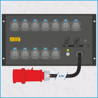 AL-RACKPOWER MkII DMX 32A/400V, 6HE, 12-ch., 2x RCD