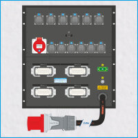 AL-RACKPOWER MkII 63A/400V, 12HE, 37x RCBO, Multimeter