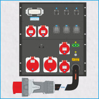 AL-RACKPOWER MkII 125A/400V, 12HE, 8x RCD, 1x RCBO,...