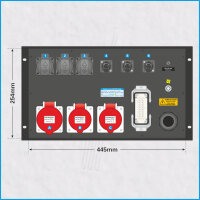 AL-RACKPOWER MkII 63A/400V, 6HE, 5x RCD