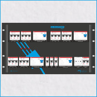 AL-RACKPOWER MkII 63A/400V, 6HE, 1x RCBO, 4x RCD