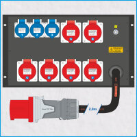 AL-RACKPOWER MkII 63A/400V, 6HE, 1x RCBO, 4x RCD