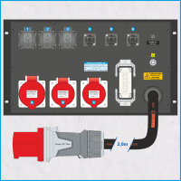 AL-RACKPOWER MkII 63A/400V, 6HE, 4x RCD, Multimeter