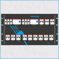 AL-RACKPOWER MkII 63A/400V, 6HE, 12x RCBO, 2x RCD