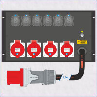 AL-RACKPOWER MkII 63A/400V, 6HE, 5x RCD