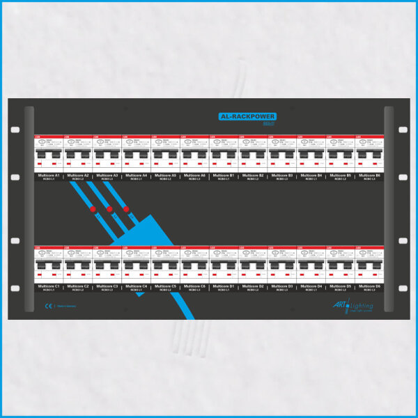 AL-RACKPOWER MkII 63A/400V, 6HE, 24x RCBO