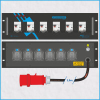 AL-RACKPOWER MkII 16A/400V, 3HE, 6x RCBO