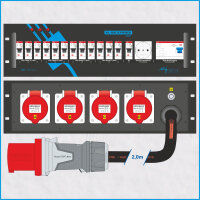 AL-RACKPOWER MkII 63A/400V, 3HE, 1x RCD
