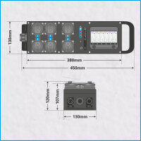 DMX-SWITCHPACK 16A/400V, 6x Schuko, Relais 20A