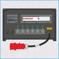 AL-MEDIUM-PE DMX 32A/400V, 6x Schuko, 1x RCD, Relais 20A
