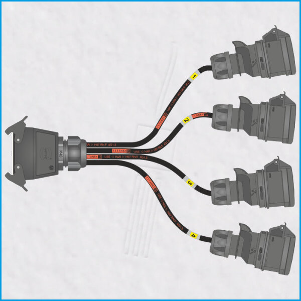 AL-FLEXSPLITT 4 MS, HAN 16E male, 4x CEE-Kupplung
