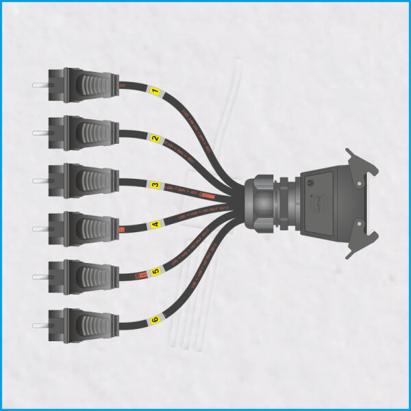 AL-FLEXSPLITT DS, HAN 16E female, 6x Schukostecker