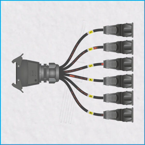 AL-FLEXSPLITT MS, HAN 16E male, 6x Schukokupplung