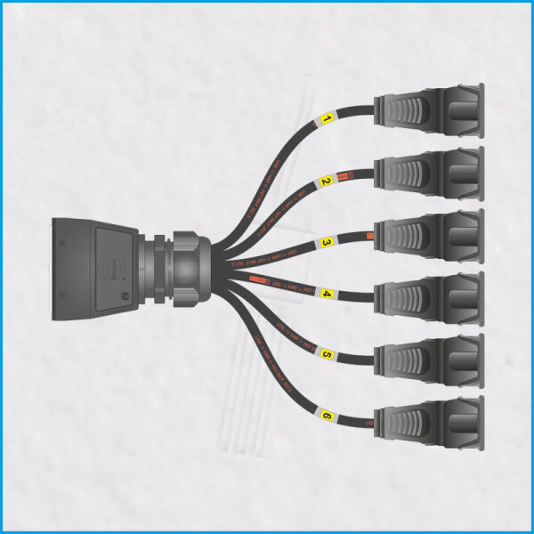 AL-FLEXSPLITT MS-T, HAN 16E male, 6x Schukokupplung