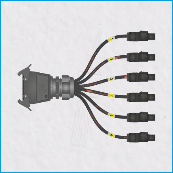 AL-FLEXSPLITT MS, HAN 16E male, 6x powerCON T1