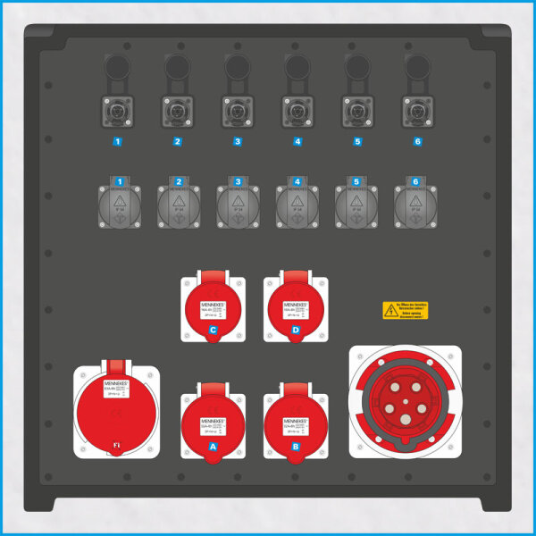 AL-MEDIUM-PE MAX 63A/400V, 6x RCD