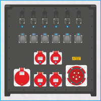 AL-MEDIUM-PE MAX 63A/400V, 6x RCD