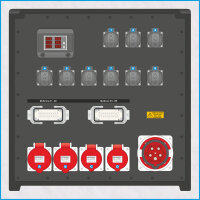 AL-MEDIUM-PE MAX 63A/400V, 6x RCD, Multimeter