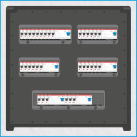 AL-MEDIUM-PE MAX 63A/400V, 6x RCD, Multimeter