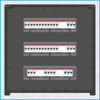 AL-MEDIUM-PE MAX 125A/400V, 3x RCBO, 4x RCD