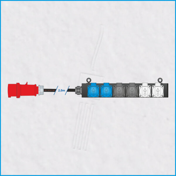 AL-TRUSSLINE-P, 16A/400V, 5G2,5, 6x Schuko, 2m
