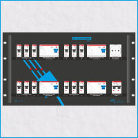 AL-RACKPOWER MkII 63A/400V, 6HE, 1x RCBO, 4x RCD