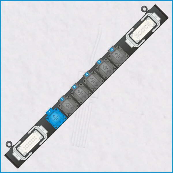 AL-TRUSSLINE 6/2, 2x HAN 16E, 6x Schuko, M10, black