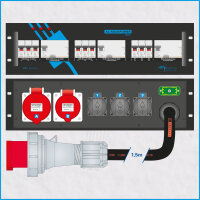 19"-Stromstation 63A/400V, 3HE, 3x RCD *AKTION*